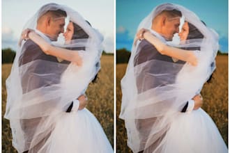 professionally colour grade and correct wedding photos