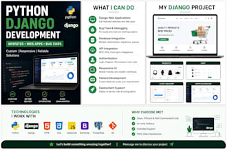 develop, customize or fix your python django web application