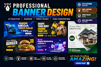 design marketing banner ads, signage, rollup banner