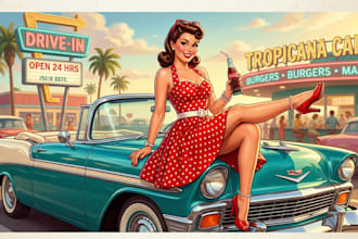 retro inspired pin up illustration eye catching polished