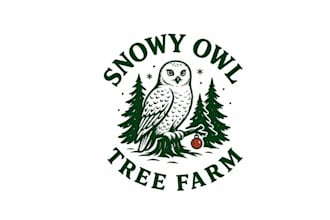 make snowy owl christmas tree farm logo