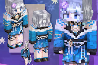 design professional minecraft skins pixel art custom characters logo