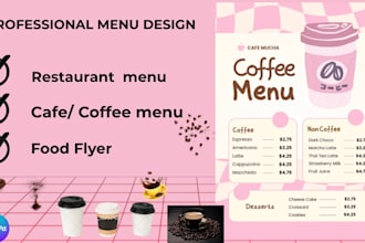 design an attractive restaurant menu or coffee menu using canva