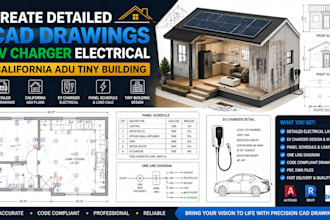 create detailed cad drawings ev charger electrical california adu tiny building