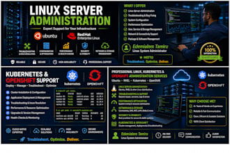 manage linux servers, vmware, kubernetes, and openshift