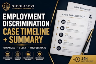 create a professional employment discrimination case timeline and summary