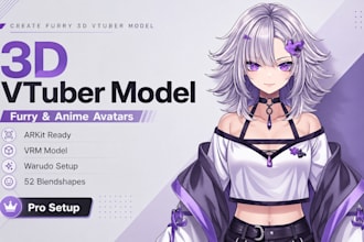 create furry 3d vtuber model, arkit avatar warudo setup vrm model 52 blendshapes