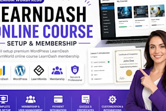 setup premium wordpress learndash learnworld online course learndash membership