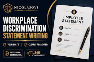 write a professional workplace discrimination statement from your facts