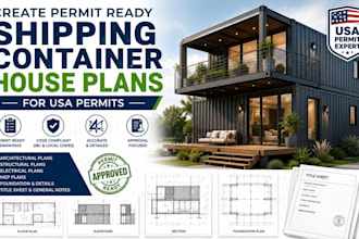 create permit ready shipping container house plans for USA permits