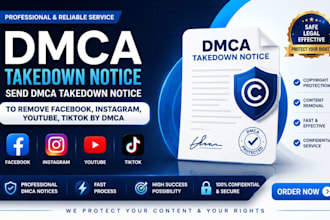 send dmca takedown notice to remove facebook instagram youtube tiktok by dmca