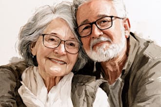 paint a family or couple portrait, handdrawn, noai