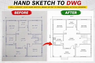 redraw PDF, hand sketch, or image to autocad dwg