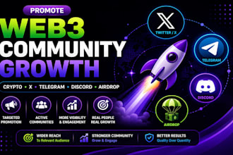 do promotion for web3 crypto twitter, telegram discord community growth, airdrop
