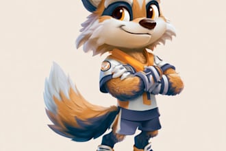 draw an eyecatchy mascot, animal cartoon character