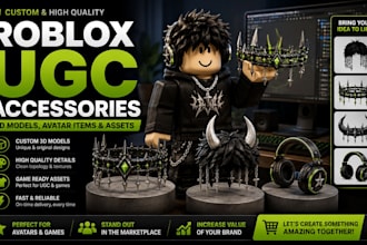 create custom roblox ugc accessories, 3d models, avatar items and assets