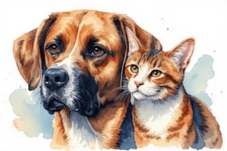 do watercolor pet portrait, dog portrait cat portrait