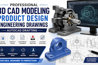 do 3d cad modeling, product design, engineering drawings autocad drafting