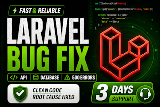 fix laravel bugs, PHP errors, API and database issues