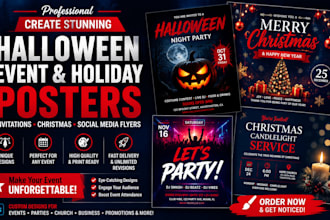 create halloween event holiday posters invitations christmas social media flyers