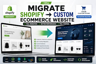 migrate shopify store to custom ecommerce website