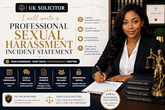 be your UK solicitor, write sexual harassment incident statement