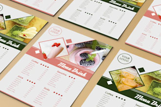 design bar and cocktail menu design, wedding and event menu design, takeaway