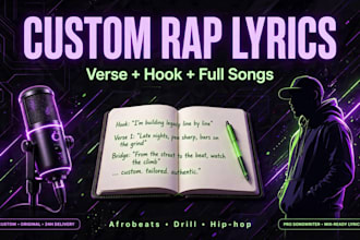 write custom rap lyrics verses and hooks for your song