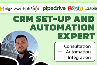 setup, automate and integrate pipedrive CRM, hubspot, kommo, gohighlevel crm