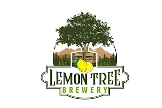 design a beer brewery logo lake with mountains  mountains