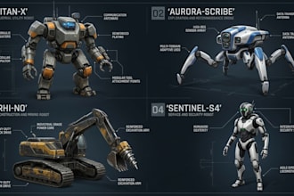 design robots and concept art of futuristic mocha