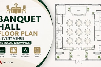 design banquet hall floor plan, event venue autocad drawings