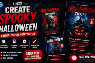 create spooky halloween tshirt posters party flyers