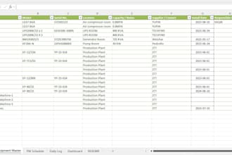 create a custom excel maintenance and equipment tracker