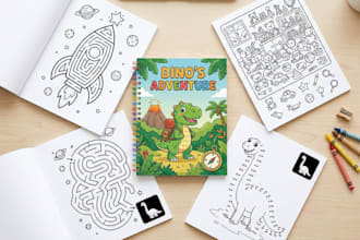 design KDP activity book interior and cover for kids