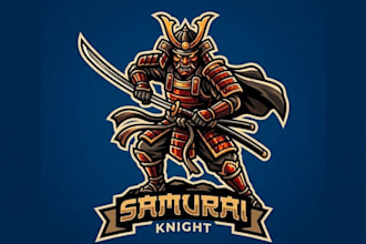 draw wonderful samurai knight mascot logo design