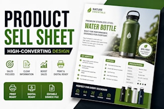 design a product sell sheet, one pager or sales sheet