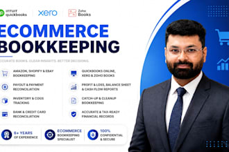ecommerce amazon, shopify, ebay bookkeeping in quickbooks online and xero