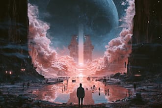 create dark fantasy art illustration for albums cover