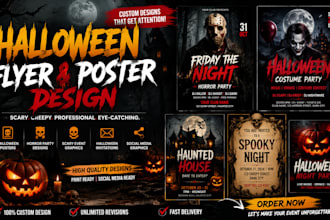 design halloween flyers posters scary horror party social media graphics