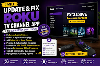 cupdate, fix error on your roku tv channel app and add subscription based featur