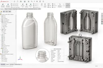 do 3d plastic bottle design cosmetic packaging and blow mold solidworks