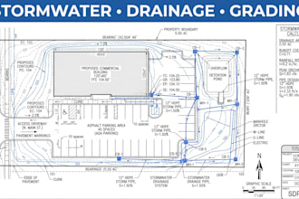 stormwater calculation, drainage report,  civil utility plan, site grading plan