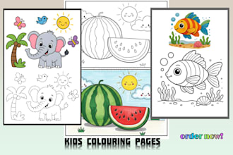 design animals and alphabet kids coloring book for KDP