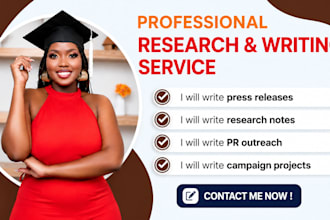 write press releases, research notes, PR outreach, campaign projects
