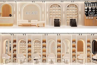 3d beauty nail salon interior design,barber shop,clinic,spa,store,night club,