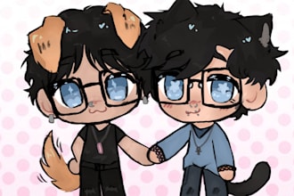 make a chibi ship art in a cutesy style, yumeships and furries welcomed