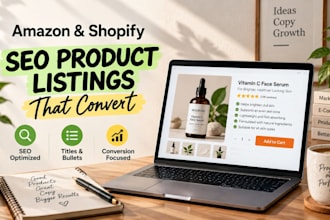 write SEO product listings for amazon and shopify