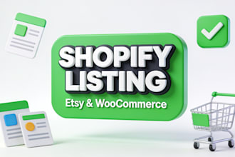 do e commerce product listing for shopify, woocommerce, and etsy