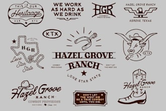 do western vintage, ranch cattle brand logo design